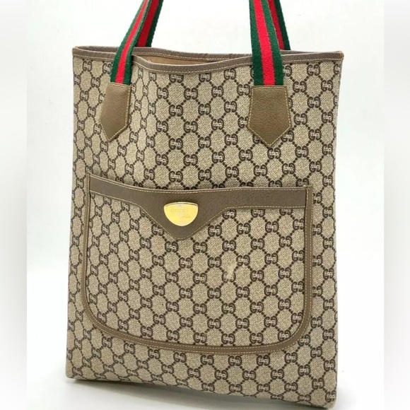 “24 hour sale”Authentic Gucci PLUS Sherry Line Beige PVC Tote Bag BEAUTIFUL BAG - Picture 15 of 16